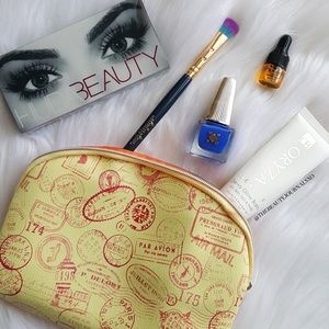 Ipsy Yellow and Orange Cosmetics Travel Bag
